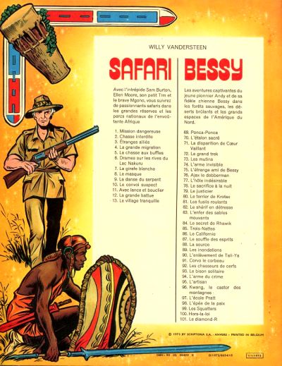 Verso de l'album Safari Tome 12 La grande battue