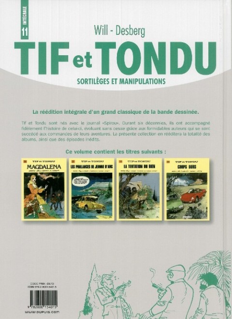 Verso de l'album Tif et Tondu Intégrale Tome 11 Sortilèges et manipulations