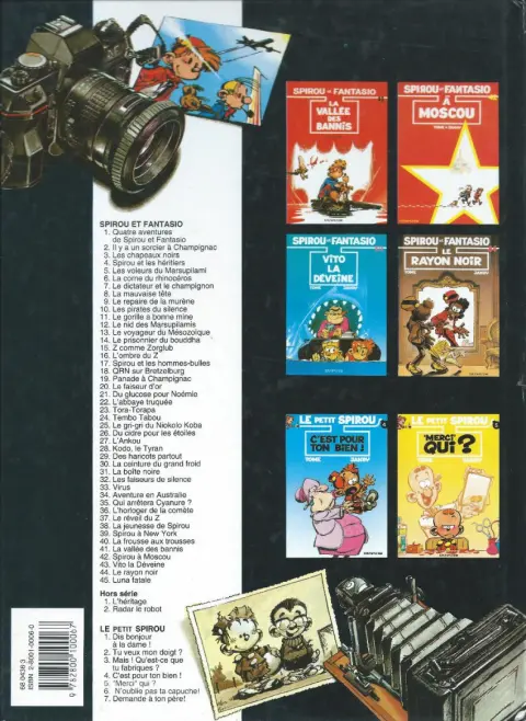 Verso de l'album Spirou et Fantasio Tome 4 Spirou et les héritiers