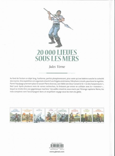 Verso de l'album Les Grands Classiques de la littérature en bande dessinée Tome 34 20 000 lieues sous les mers