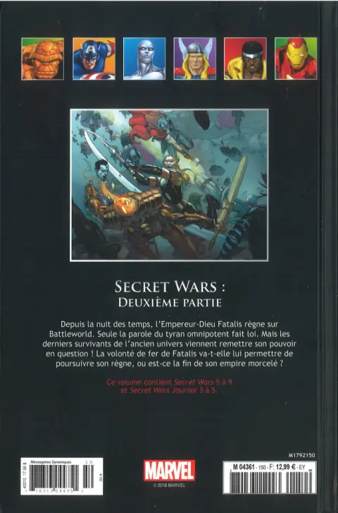 Verso de l'album Marvel Comics - La collection de référence Tome 150 Secret Wars - Deuxième Partie