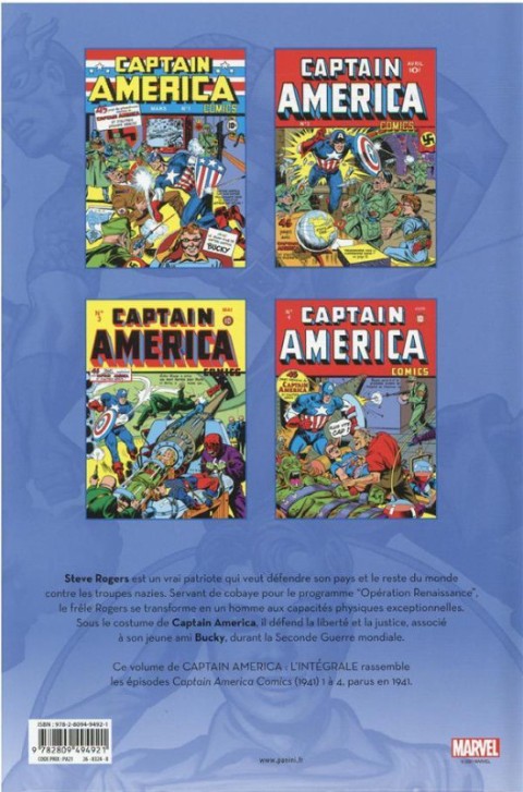 Verso de l'album Captain America - L'intégrale 1941 (I)