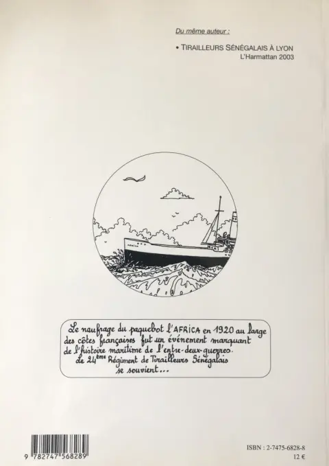 Verso de l'album La patrouille du Caporal Samba Tome 2 Le naufrage de l'Africa