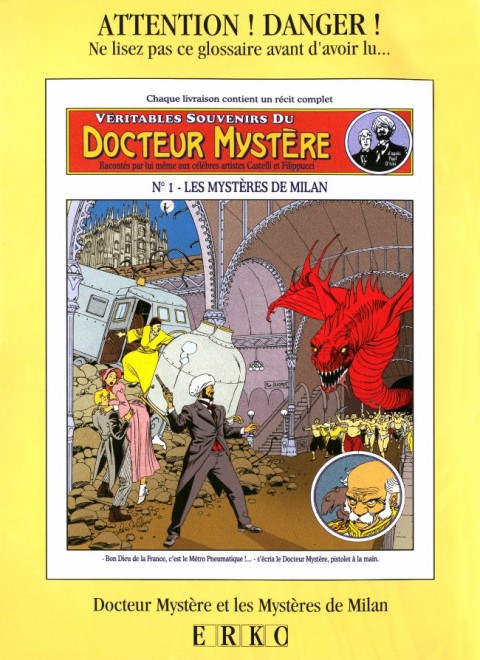 Verso de l'album Véritables souvenirs du Docteur Mystère Tome 1 Les mystères de Milan