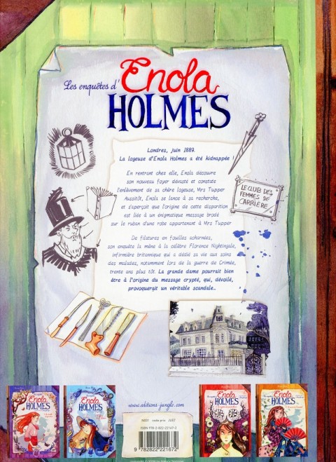 Verso de l'album Les Enquêtes d'Enola Holmes Tome 5 L'énigme du message perdu