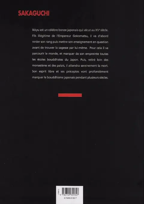 Verso de l'album Ikkyu Vents d'Ouest Tome 3