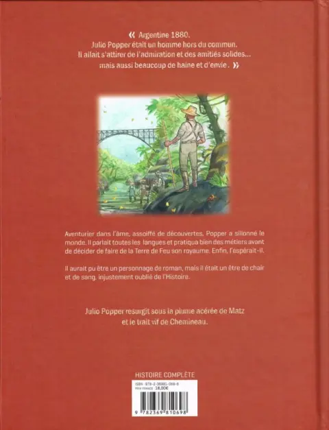 Verso de l'album Julio Popper Le dernier roi de Terre de Feu