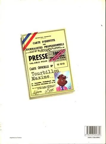 Verso de l'album Maxime Tourbillon Du sang sur les groseilles