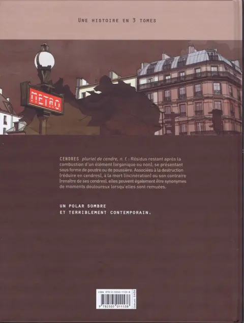 Verso de l'album Metropolitan Tome 3 Cendres