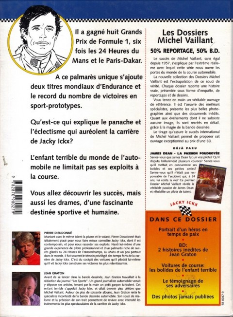 Verso de l'album Dossiers Michel Vaillant Tome 2 Jacky Ickx - L'enfant terrible