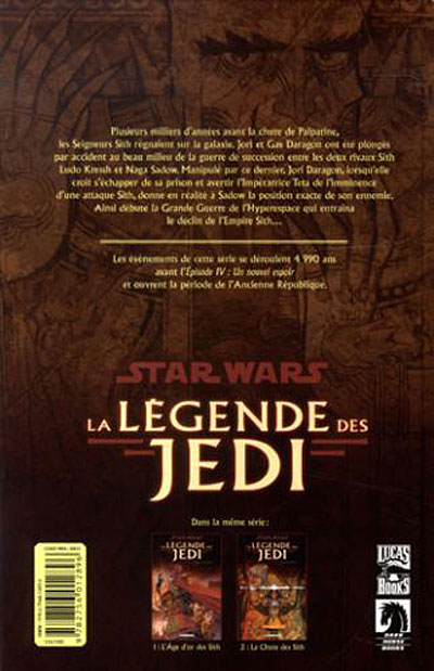 Verso de l'album Star Wars - La légende des Jedi Tome 2 La chute des Sith