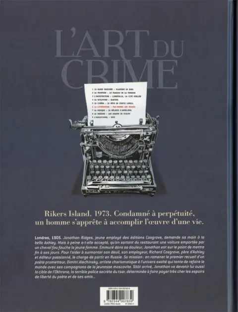 Verso de l'album L'Art du crime Tome 6 Par dessus les nuages