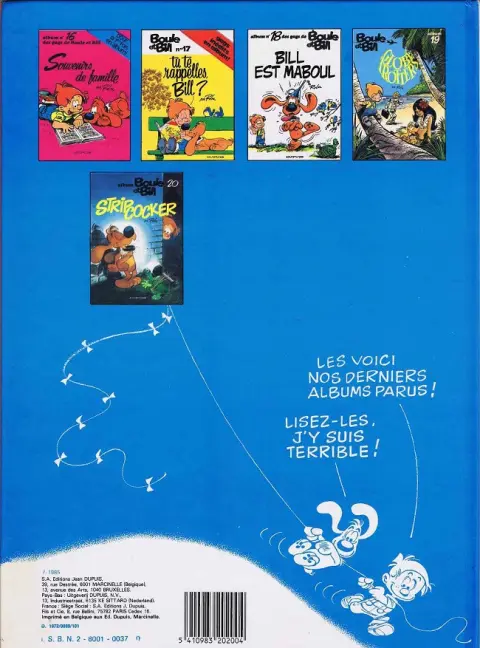 Verso de l'album Boule & Bill Tome 8 Papa, Maman, Boule... ...et Moi ! et Nous !