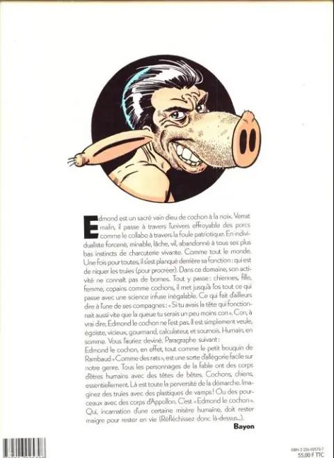 Verso de l'album Edmond le cochon Tome 1