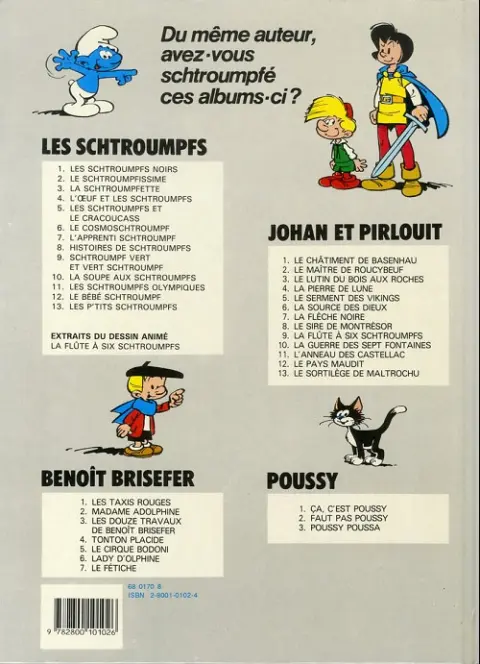Verso de l'album Johan et Pirlouit Tome 8 Le sire de Montrésor