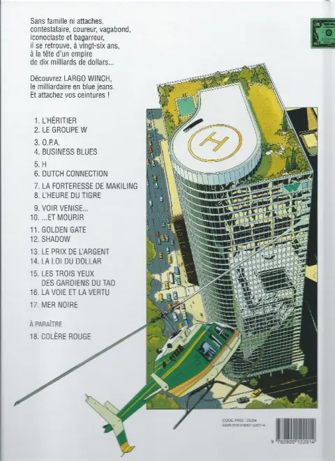 Verso de l'album Largo Winch Tome 6 Dutch Connection