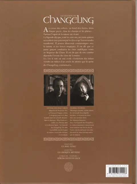 Verso de l'album La Légende du Changeling Tome 1 Le mal-venu