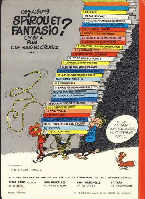 Verso de l'album Spirou et Fantasio Tome 4 Spirou et les héritiers