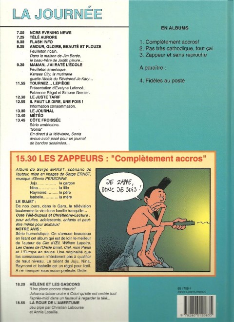Verso de l'album Les Zappeurs Tome 1 Complètement accros !