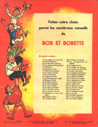 Verso de l'album Bob et Bobette Tome 107 Le rayon magique