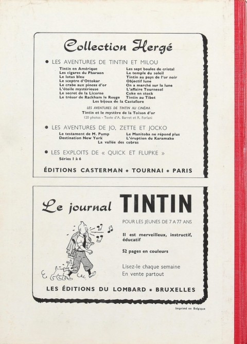 Verso de l'album Tintin Tome 65