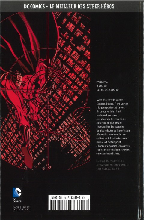 Verso de l'album DC Comics - Le Meilleur des Super-Héros Volume 76 Deadshot - La Cible de Deadshot