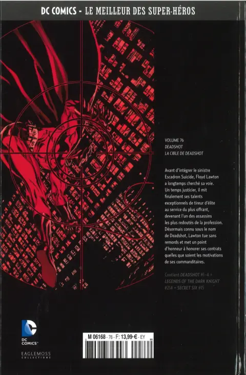 Verso de l'album DC Comics - Le Meilleur des Super-Héros Volume 76 Deadshot - La Cible de Deadshot