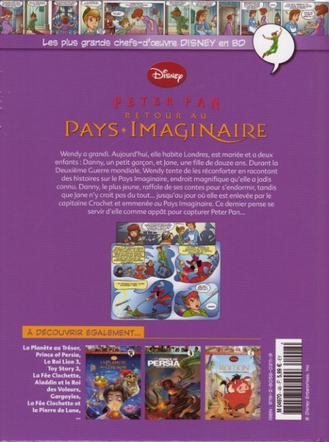 Verso de l'album Les plus grands chefs-d'œuvre Disney en BD Tome 48 Peter Pan - Retour au pays imaginaire