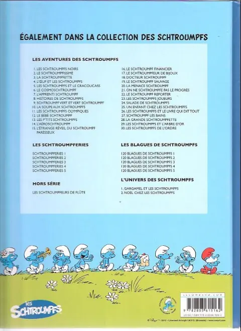 Verso de l'album Les Schtroumpfs Tome 20 La menace schtroumpf