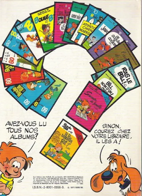 Verso de l'album Boule & Bill Tome 14 Ras le Bill !
