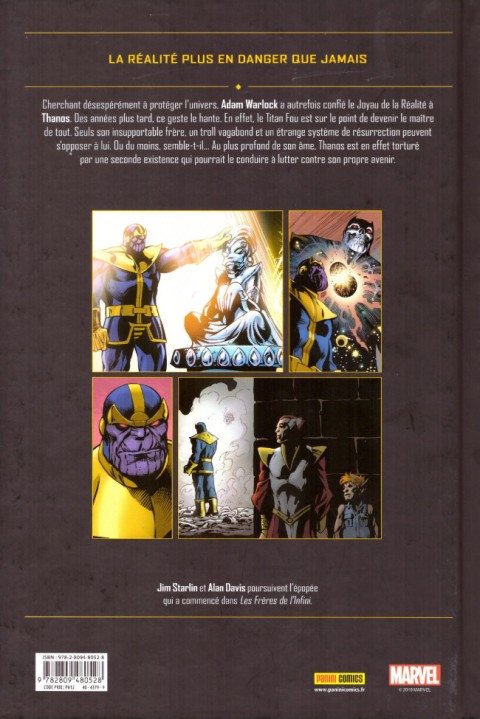 Verso de l'album Thanos : les frères de l'infini Volume 2 Thanos : Le conflit de l'infini