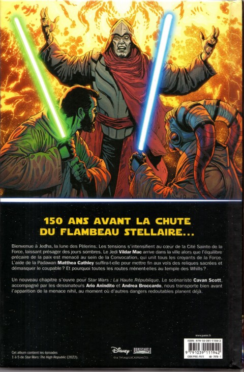 Verso de l'album Star Wars - La Haute République - Phase II Tome 1