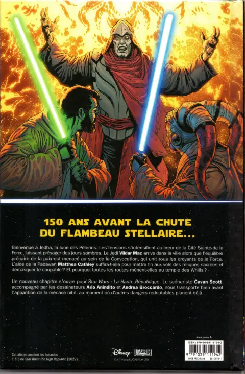 Verso de l'album Star Wars - La Haute République Phase II Tome 1