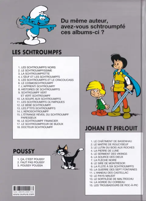 Verso de l'album Les Schtroumpfs Tome 12 Le bébé schtroumpf