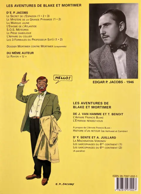 Verso de l'album Blake et Mortimer Tome 1 Le secret de l'Espadon - Tome 1