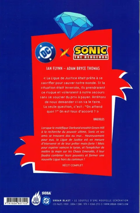 Verso de l'album DC x Sonic the hedgehog