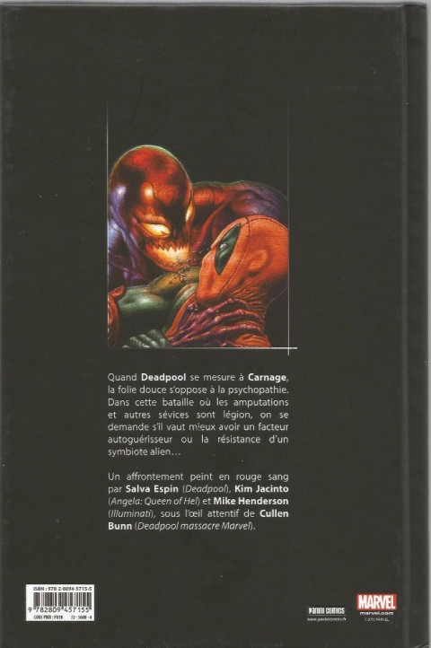 Verso de l'album Deadpool vs. Carnage Chaîne Symbiotique