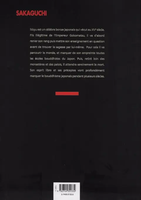 Verso de l'album Ikkyu Vents d'Ouest Tome 4
