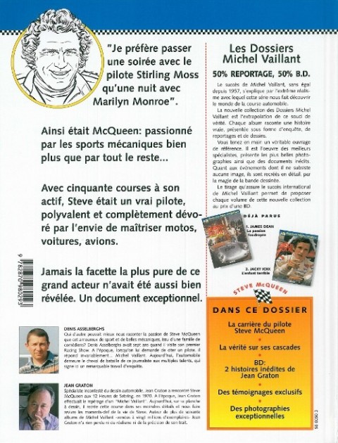 Verso de l'album Dossiers Michel Vaillant Tome 3 McQueen - L'homme mécanique