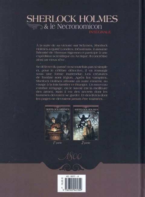 Verso de l'album Sherlock Holmes & le Necronomicon Intégrale