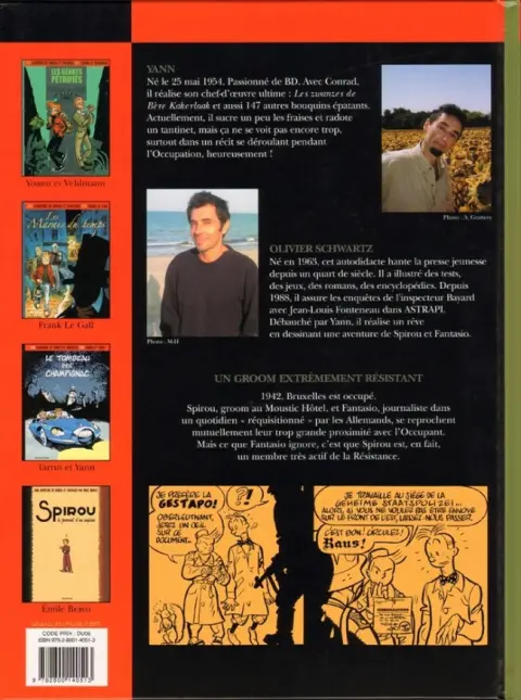 Verso de l'album Spirou et Fantasio - Une aventure de... / Le Spirou de... Tome 5 Le groom vert-de-gris