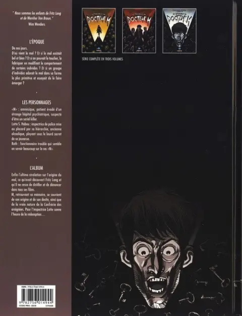 Verso de l'album Le Testament du Docteur M Tome 3 L'Origine du mal