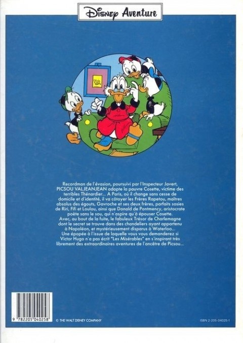 Verso de l'album Walt Disney Le Mystère des chandeliers