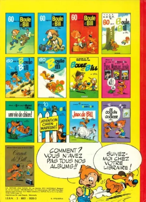 Verso de l'album Boule & Bill Tome 1 60 gags de Boule et Bill