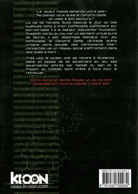 Verso de l'album Darwin's Game Volume 1