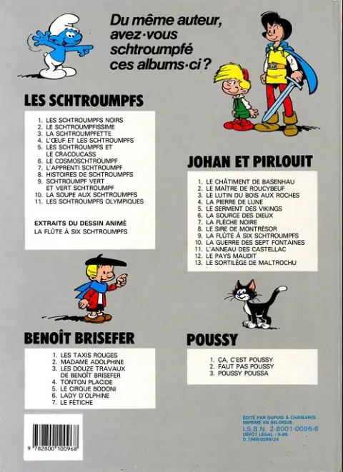 Verso de l'album Johan et Pirlouit Tome 2 Le maitre de Roucybeuf