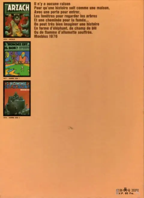 Verso de l'album Moebius œuvres complètes Tome 2 L'Homme est il Bon ? Arzach