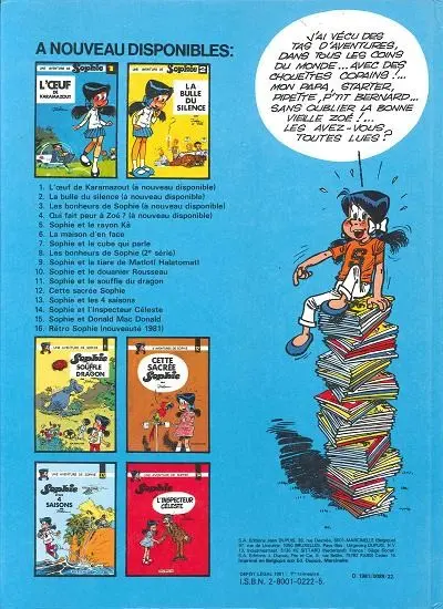 Verso de l'album Sophie Tome 3 Les bonheurs de Sophie