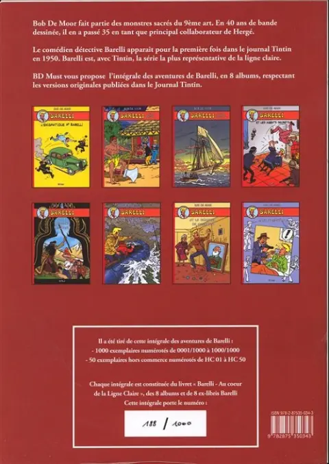 Verso de l'album Barelli Au cœur de la ligne claire
