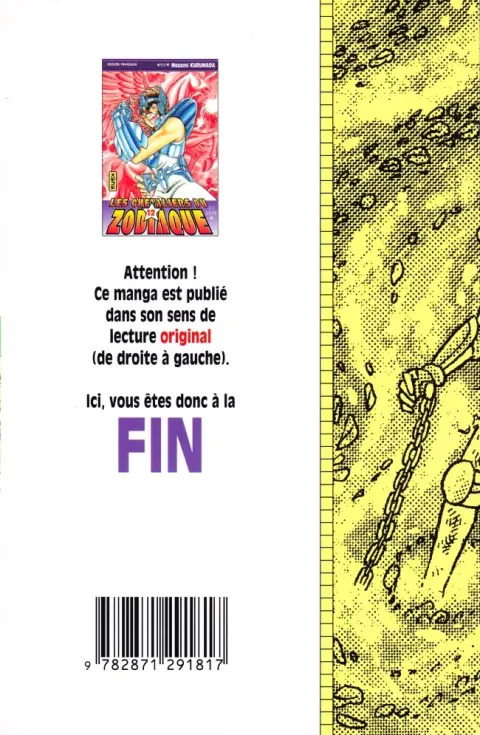 Verso de l'album Saint Seiya - Les Chevaliers du Zodiaque 12 Affrontement mortel dans la salle du grand Pope